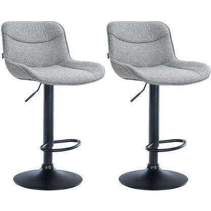  CLP Set Van 2 Barkruk Vonore Zwart Frame - Stof - Grijs