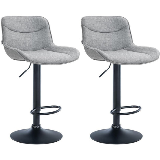  CLP Set Van 2 Barkruk Vonore Zwart Frame - Stof - Grijs