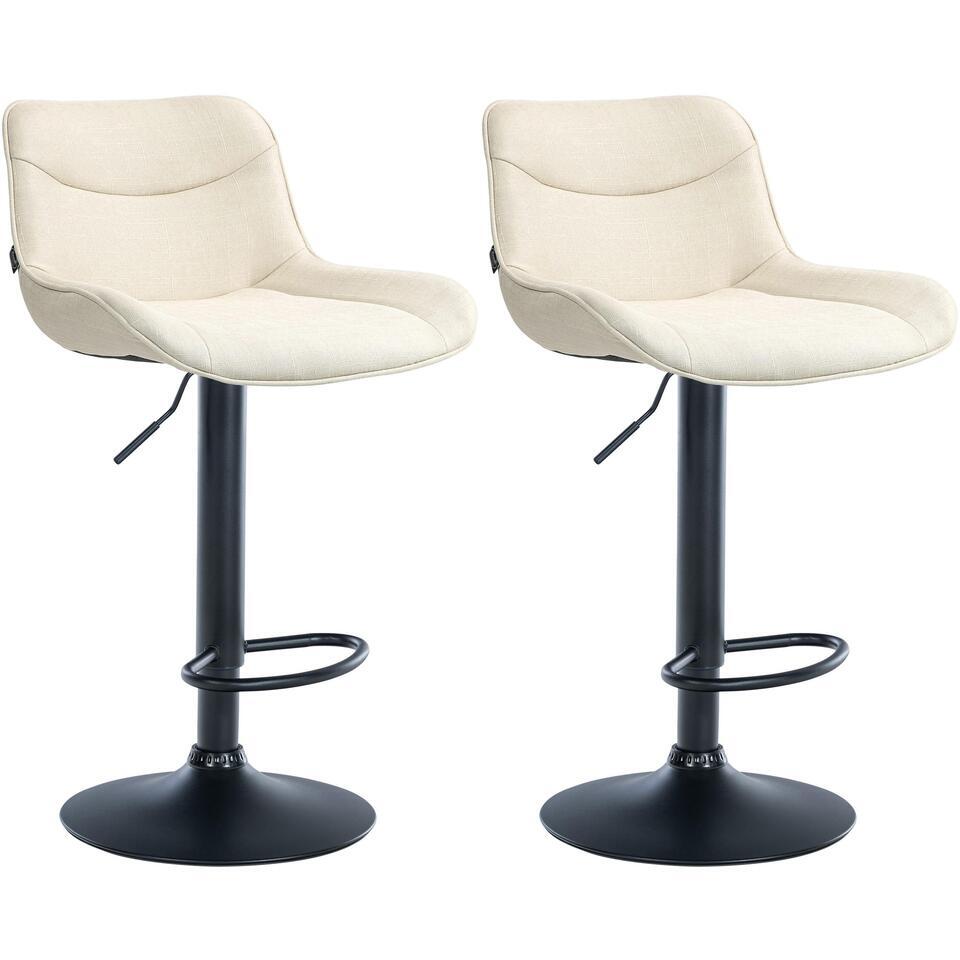  CLP Set Van 2 Barkruk Vonore Zwart Frame - Stof - Creme
