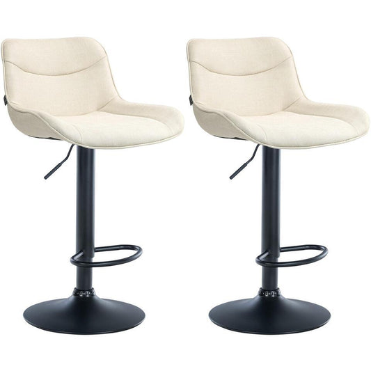 CLP Set Van 2 Barkruk Vonore Zwart Frame - Stof - Creme