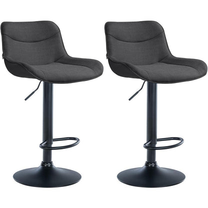  CLP Set Van 2 Barkruk Vonore Zwart Frame - Stof - Donkergrijs