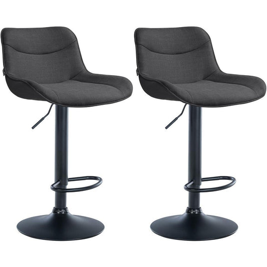  CLP Set Van 2 Barkruk Vonore Zwart Frame - Stof - Donkergrijs