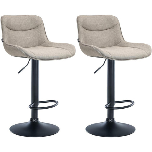  CLP Set Van 2 Barkruk Vonore Zwart Frame - Stof - Taupe