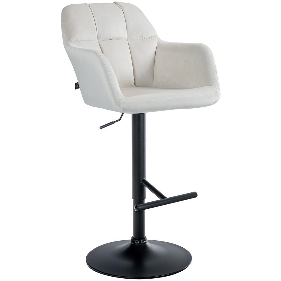  CLP Barkruk Natoma Zwart Frame - Fluweel - Creme
