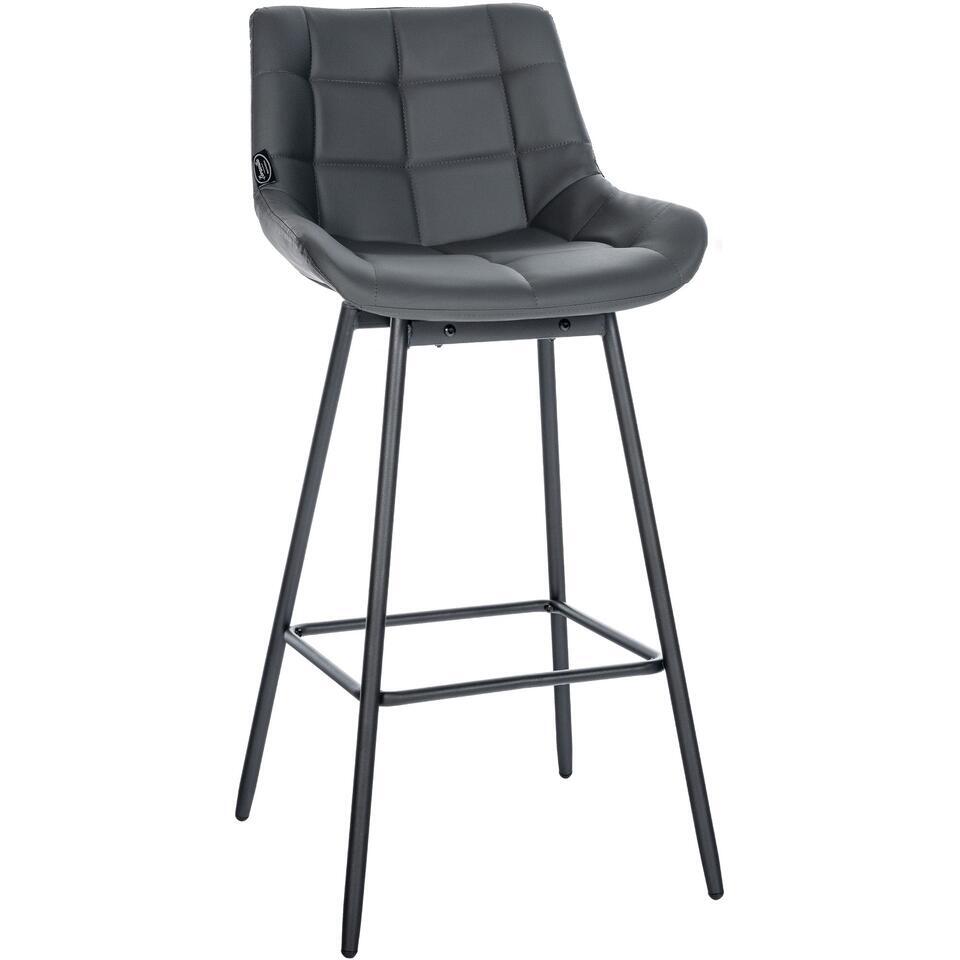  CLP Barkruk Weston Zwart Frame - Kunstleer - Grijs