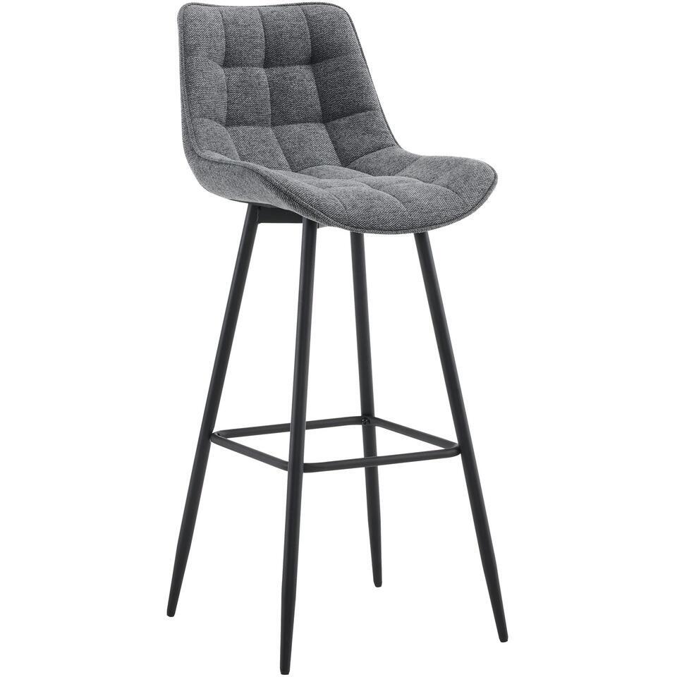  CLP Barkruk Dartford Mat Zwart Frame - Stof - Donkergrijs