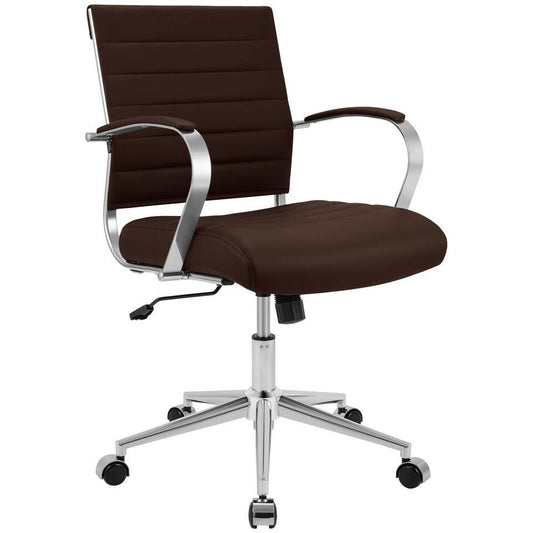  CLP Bureaustoel Oakland Chroom Frame - Echt Leer - Bruin