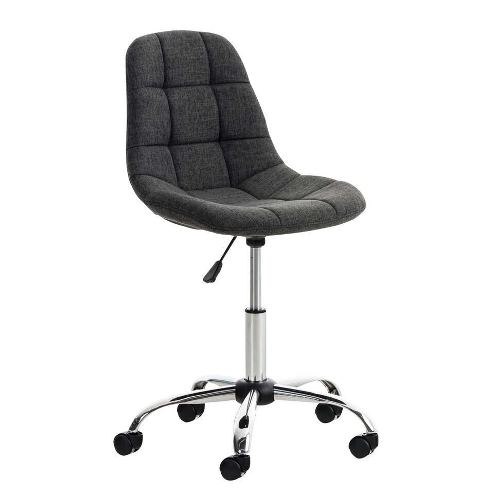  CLP Bureaustoel Emil Chroom Frame - Stof - Donkergrijs