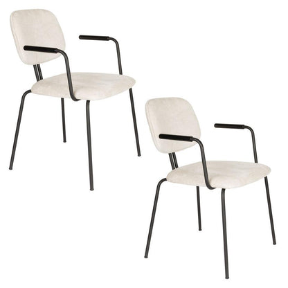  Housecraft Bouton Eetkamerstoel Met Armleuning Off White - Set Van 2