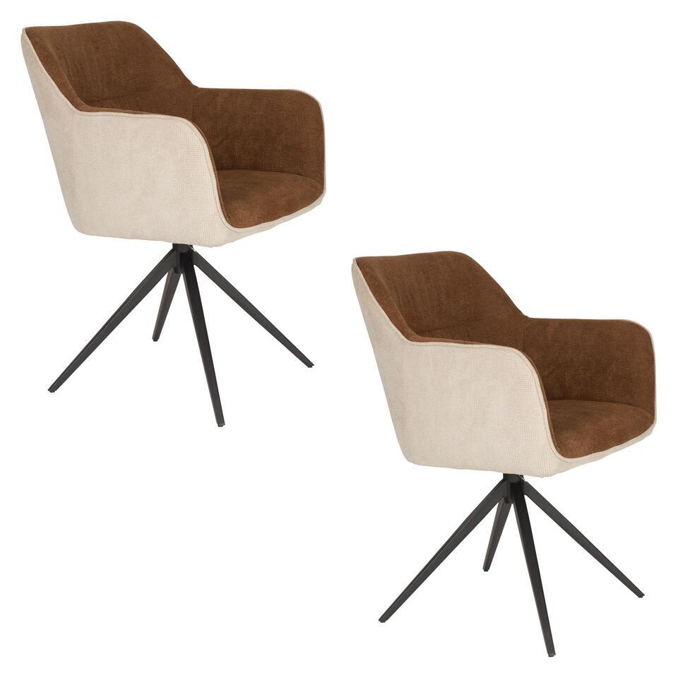  Housecraft Daley Eetkamerstoel Beige/Bruin - Set Van 2