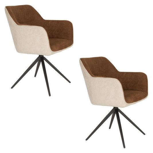  Housecraft Daley Eetkamerstoel Beige/Bruin - Set Van 2