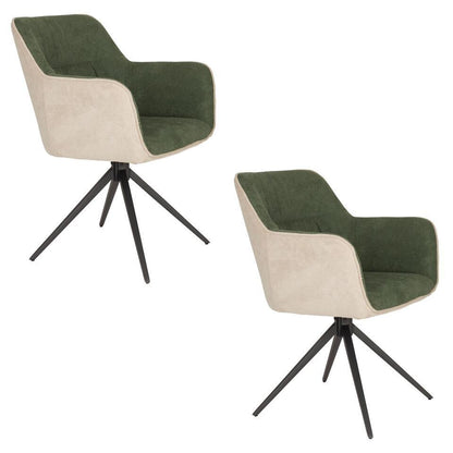  Housecraft Daley Eetkamerstoel Beige/Groen - Set Van 2