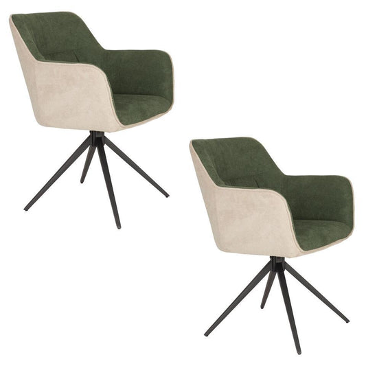  Housecraft Daley Eetkamerstoel Beige/Groen - Set Van 2