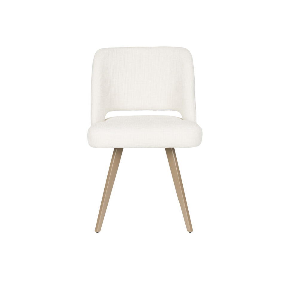  Eetkamerstoel Wit Stof - Zithoogte 48cm - 59,5x53x83,5cm - Yves - Set Van 2