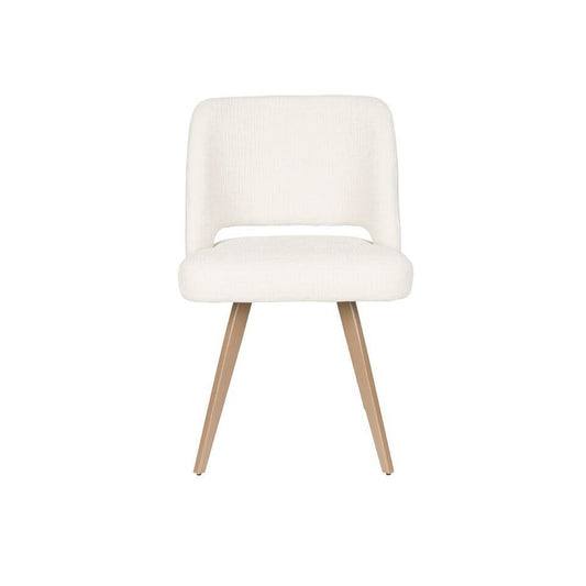  Eetkamerstoel Wit Stof - Zithoogte 48cm - 59,5x53x83,5cm - Yves - Set Van 2