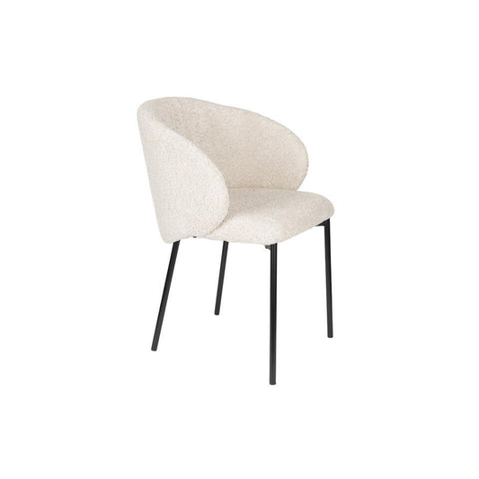  Eetkamerstoel Off White Stof - Zithoogte 47cm - 48x58x70cm - Ayle - Set Van 2