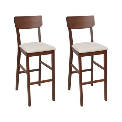  AMBLER - Barkruk Set Van 2 - Lichtbeige - Hout