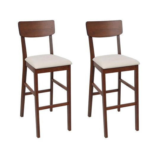  AMBLER - Barkruk Set Van 2 - Lichtbeige - Hout