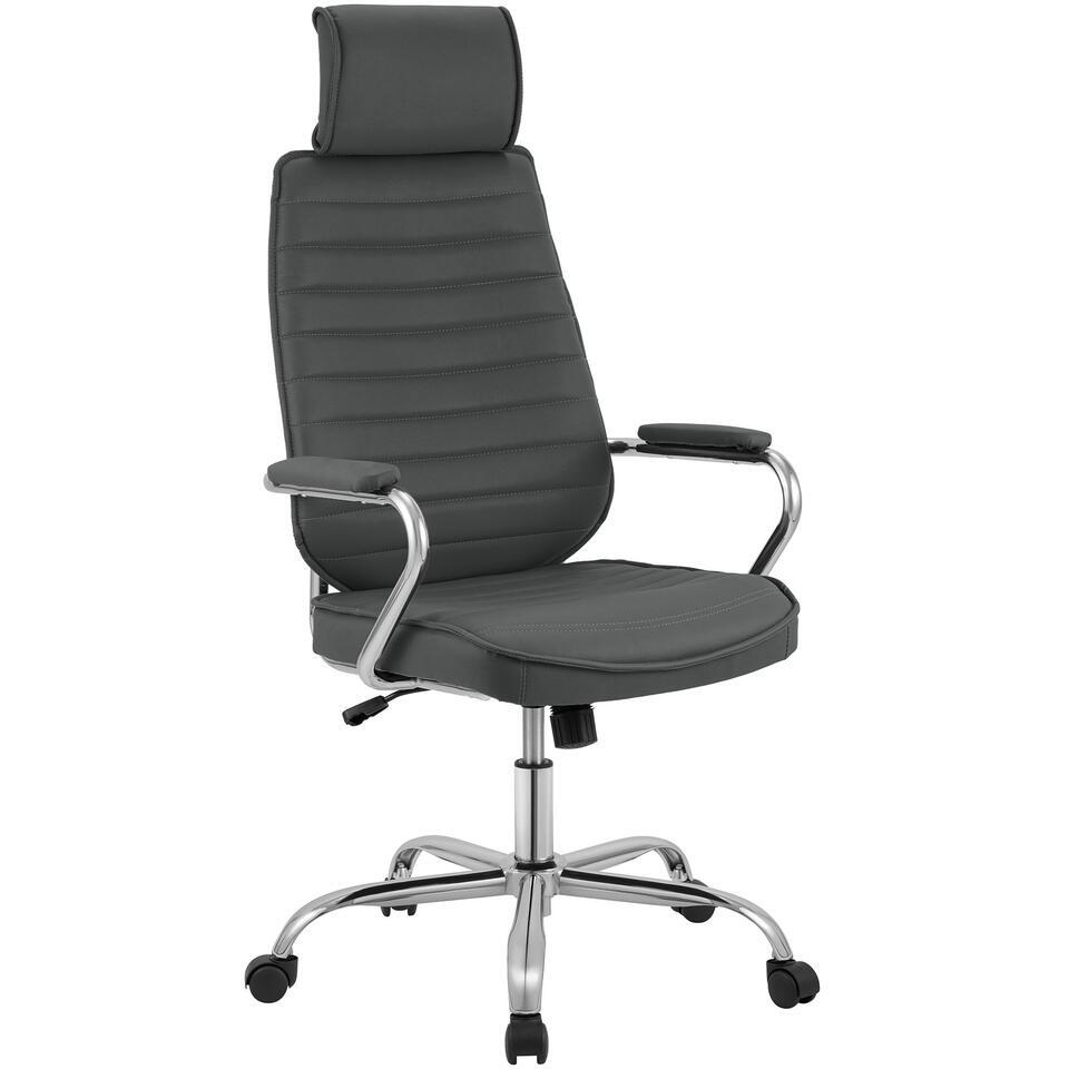  CLP Bureaustoel Rako Chroom Frame - Kunstleer - Grijs
