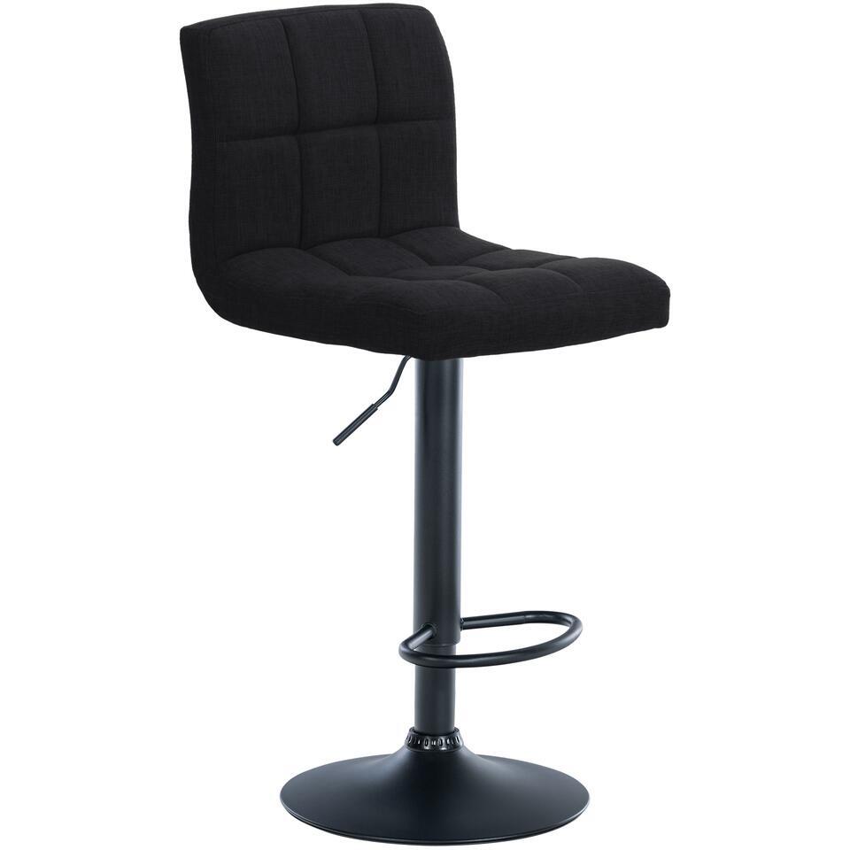  CLP Barkruk Calma Zwart Frame - Stof - Zwart