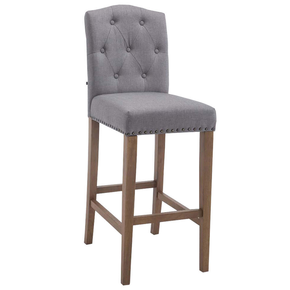  CLP Barkruk Louise Antiek Licht Frame - Stof - Licht Grijs