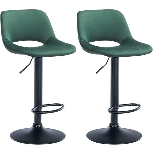 CLP Set Van 2 Barkruk Camden Mat Zwart Frame - Fluweel - Groen