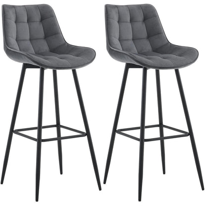  CLP Set Van 2 Barkruk Dartford Mat Zwart Frame - Fluweel - Donkergrijs
