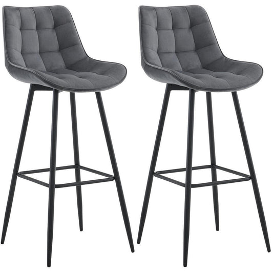  CLP Set Van 2 Barkruk Dartford Mat Zwart Frame - Fluweel - Donkergrijs