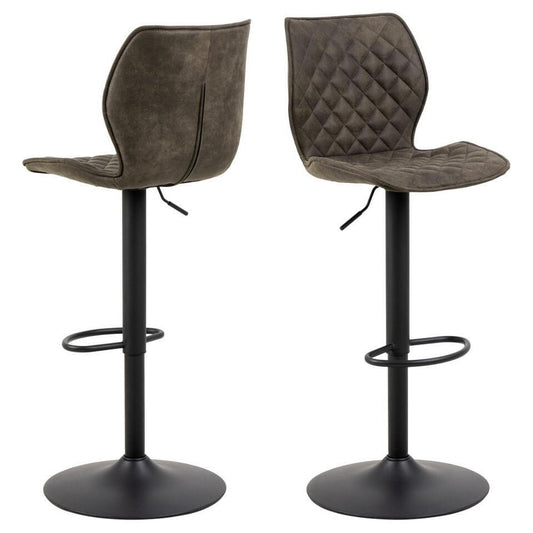  Barkruk Grijs Stof - 45,5x51x116cm - Henriëtte - Set Van 2