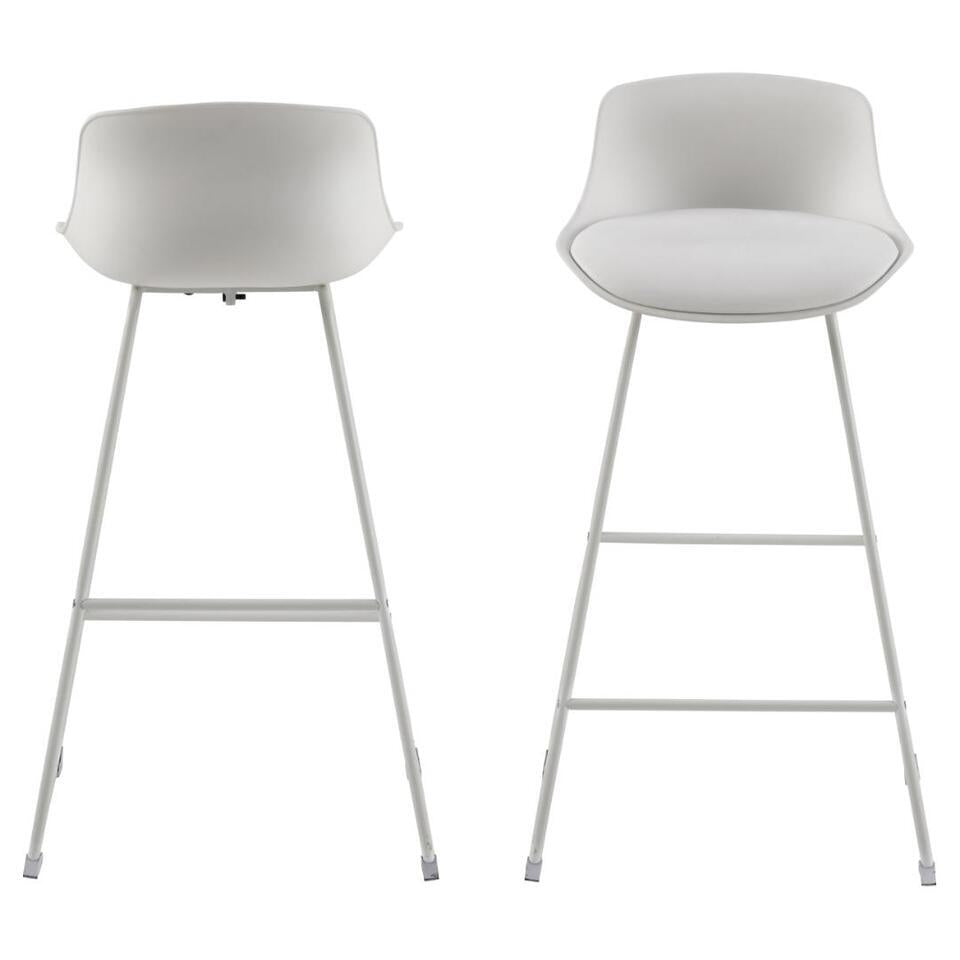  Barkruk Wit PU - Zithoogte 76cm - 43x49x94cm - Sithney - Set Van 2