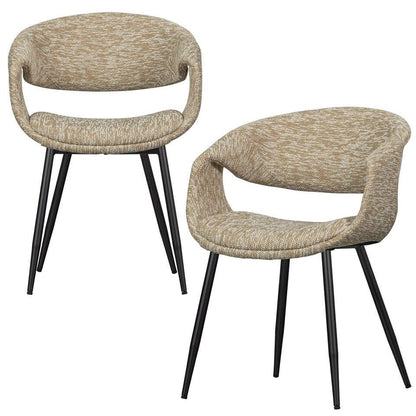  WOOOD Yossi Eetkamerstoelen Met Metalen Zwarte Poot - Zand - Set Van 2