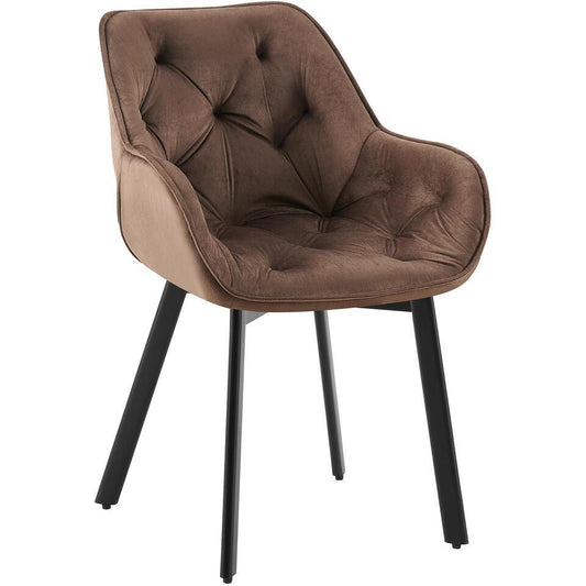  CLP Eetkamerstoel Antigo Zwart Frame - Fluweel - Bruin