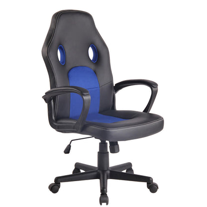  CLP Bureaustoel Elbing Zwart Frame - Kunstleer - Zwart/blauw