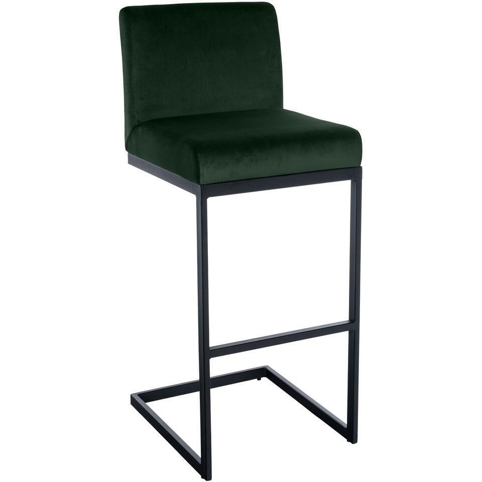  CLP Barkruk Hopewell Zwart Frame - Fluweel - Groen