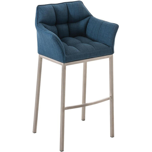  CLP Barkruk Damaso Roestvrij Staal Frame - Stof - Blauw