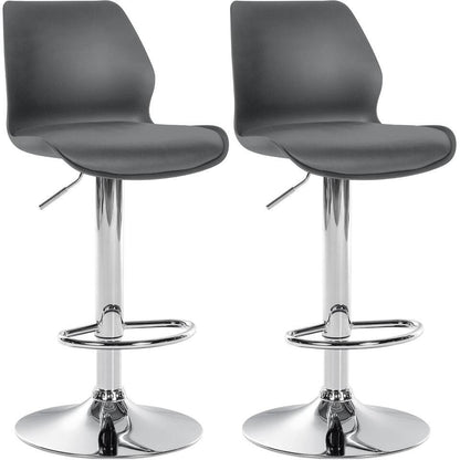  CLP Set Van 2 Barkruk Gilbert Chroom Frame - Kunststof - Grijs
