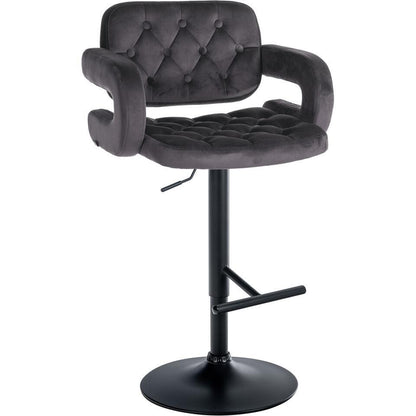  CLP Barkruk Dublin Zwart Frame - Fluweel - Donkergrijs