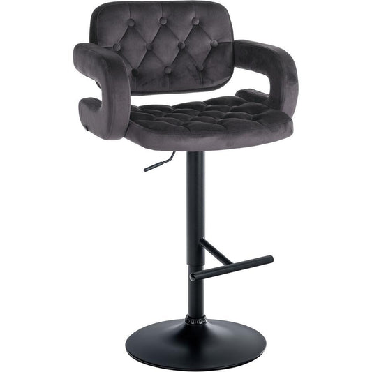  CLP Barkruk Dublin Zwart Frame - Fluweel - Donkergrijs
