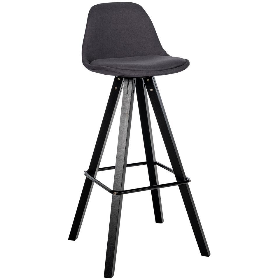  CLP Barkruk Corbin Zwart Frame - Stof - Donkergrijs