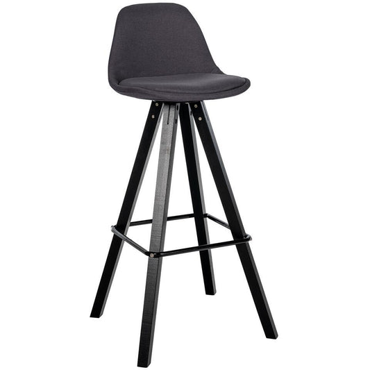  CLP Barkruk Corbin Zwart Frame - Stof - Donkergrijs