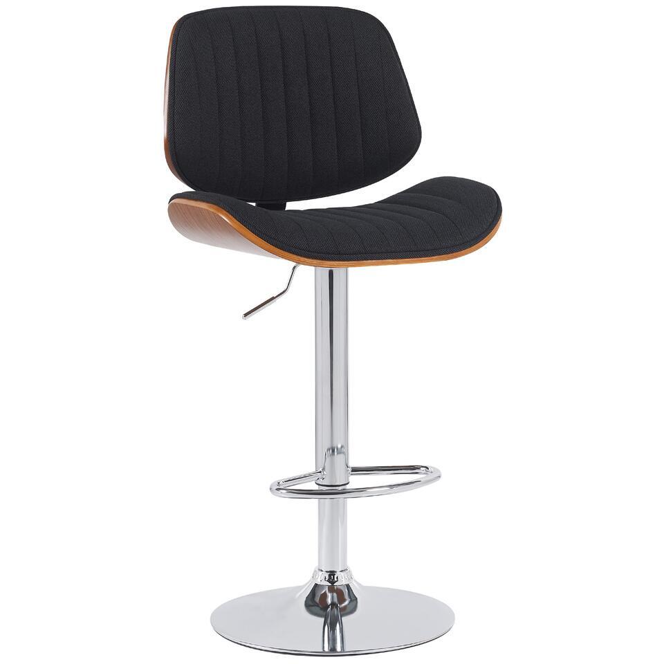  CLP Barkruk Clawson Chroom Frame - Stof - Walnoot/zwart