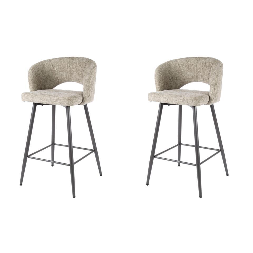  Hoyz Collection - Barstoel Boucle Salon - Tissee Cargo Zandkleur - Set Van 2