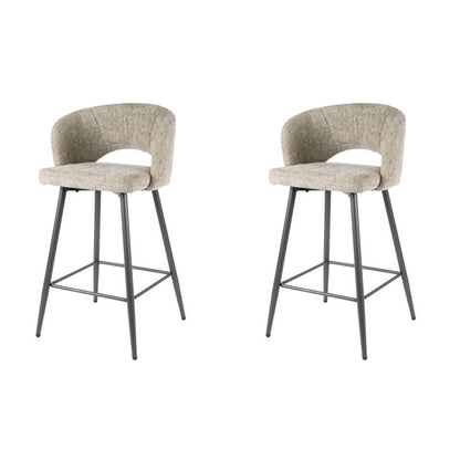  Hoyz Collection - Barstoel Boucle Salon - Tissee Cargo Zandkleur - Set Van 2