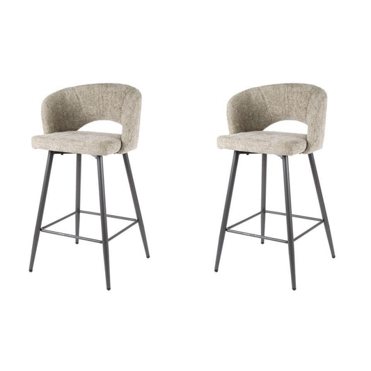  Hoyz Collection - Barstoel Boucle Salon - Tissee Cargo Zandkleur - Set Van 2
