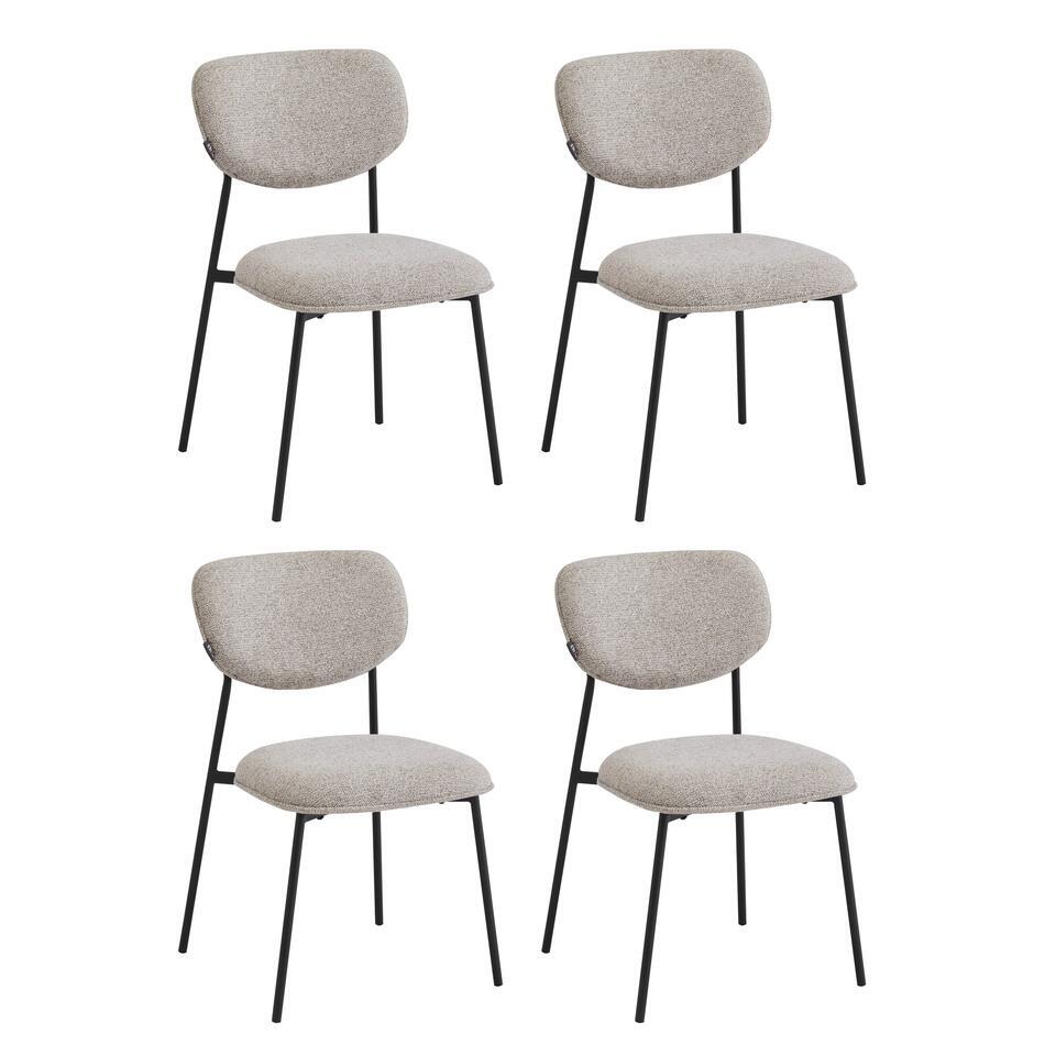  Eetkamerstoelen Set Van 4 - Amalia - Taupe - Stof