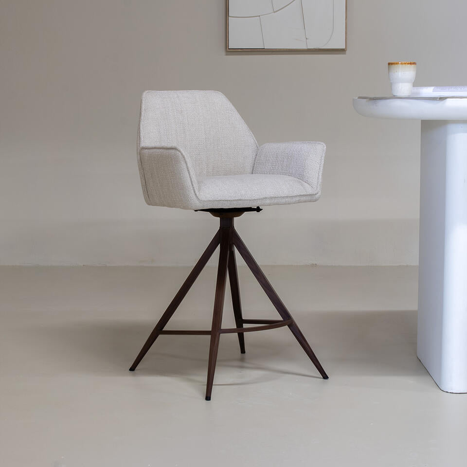  Barstoel Beige/Walnoot - Zithoogte 66cm - Noa - Set Van 2