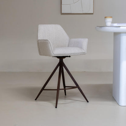  Barstoel Beige/Walnoot - Zithoogte 66cm - Noa - Set Van 2