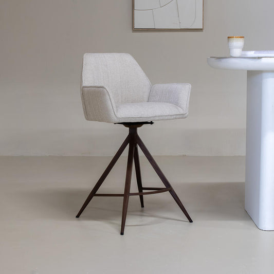  Barstoel Beige/Walnoot - Zithoogte 66cm - Noa - Set Van 2