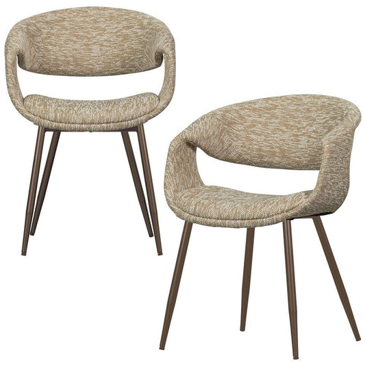  WOOOD Yossi Eetkamerstoelen Met Metalen Koper Poot - Zand - Set Van 2