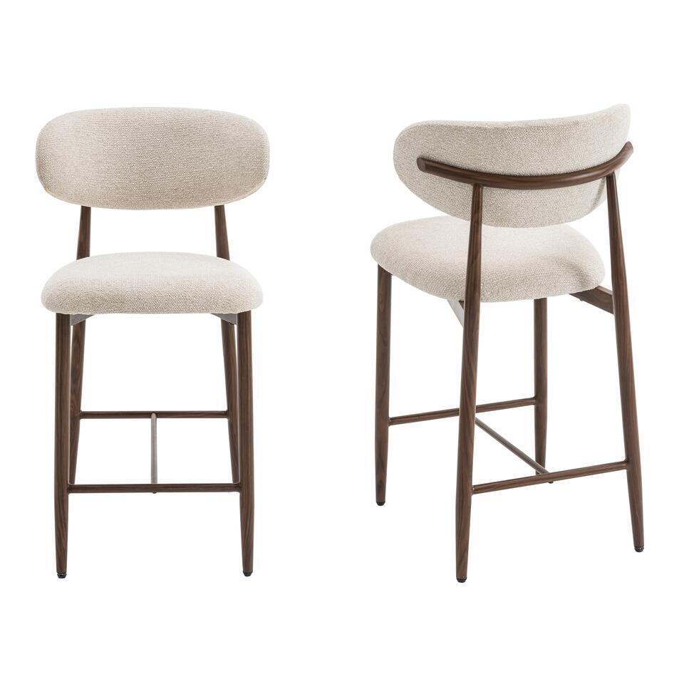  Furnihaus - Barkrukken Set Van 2 - Celia - Beige Walnoot